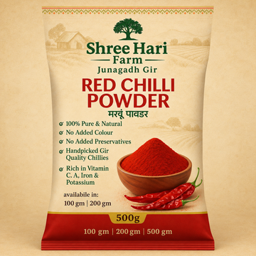 Premium Red Chilli Powder – 100% Pure & Natural | Shree Hari Farm Junagadh Gir | 500g